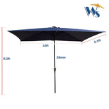 10 x 6.5t Rectangular Patio Solar LED Lighted Outdoor Umbrellas with Crank and Push Button Tilt for W65638632