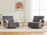 30.7"W Upholstered 360&deg Swivel Accent Chair with Solid Wood Armrests and Comfy Channel Tufted W3118P339625