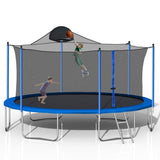 ZNTS 14FT Trampoline for Adults & Kids with Basketball Hoop, Outdoor Trampolines w/Ladder and Safety W285128088