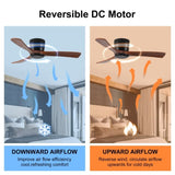 42 Inch Ceiling Fan no light with Remote Control, Low Profile Flush Mount Ceiling Fan without W2352P221669