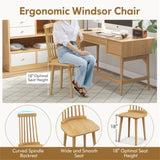 2 PCS Dining Chairs with High Spindle Back and Natural Rubber Wood Legs 72034592