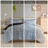 Full/Queen Shaggy Long Fur Comforter Mini Set B035129364