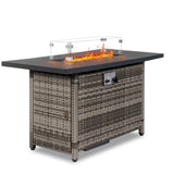 ZNTS 43-Inch Fire Table,50000 BTU Gas Firepit with Volcanic Stone Black 42383466