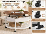 Round Lift Top Coffee Table with RGB LED Lights, 26.8" 26.8" 21.6" 56958172