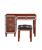Traditional Formal Cherry Color Vanity Set w Stool Storage Drawers 1pc Bedroom Furniture Set Tufted B011111846