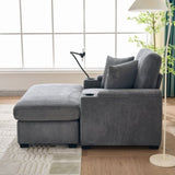 55" Oversized Chaise Lounge Chair Indoor with Ottoman and Storage, Comfy Corduroy Sleeper Chair with W3373P330166