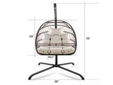 Swing Egg Chair with Stand Indoor Outdoor Wicker Rattan Patio Basket Hanging Chair with C Type W2707P184390
