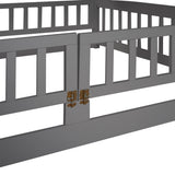 ZNTS Bunk Bed with Slide,Full Over Full Low Bunk Bed with Fence and Ladder for Toddler Kids Teens Gray 86635158