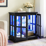 LED Curio Display Cabinet, Antique Display Cabinet with Adjustable Shelves, Retro Design Quality W2275P300146