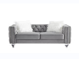 Gray, Two-seater Sofa, Velvet Crystal Buckle Upholstery Sofa, Crystal Feet, Removable Cushion, Two 91398134
