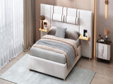 Queen Size Upholstered Platform Bed, Two Outlets and USB Charging Ports on Both Sides, Two Bedside 25985797
