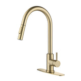 Touch Kitchen Faucet with Pull Down Sprayer-Brushed Gold 12755928
