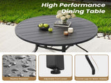 Round Dining Table, 41" Round Patio Table Wood-Like Grain with 1.57" Umbrella Hole, Metal T3623P504736