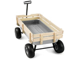 Heavy Duty Steel Wooden Side Support Cargo Wagon with 10" All-Terrain Air Tires, Up to 220lb Load 85711361