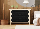 3 Drawer Buffet Sideboard with Adjustable Shelves, Storage Cabinet with Hand-woven rope decorated W688P237931