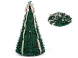 7ft Collapsible Pop Up Christmas Tree Artificial PVC Xmas Tree with Satin Ribbons & Bow Unlit 06550874