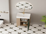 21.6" Open-shelving Bathroom Vanity with Ceramic Sink and Soft-Closing Door, Cloakroom Open Shelf 46799268