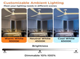52 Inch Ceiling Fans with Lights Led Remote Control Low Profile Flush Mount for Living Room Bedroom 49155630