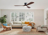 52 Inch Ceiling Fan with LED Light, 3 Solid Wood Blades, Reversible DC Motor, Remote Control, Modern W3816P585792