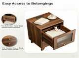 () 2-Drawer Bedside with Frosted Glass MDF and Melamine Veneer Bedside 82405492