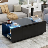 Coffee Table, Modern Center Table with High-Gloss Finish and Glass Tabletop, Coffee Table with Open 41736706