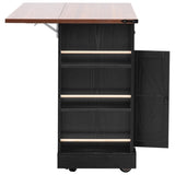 K&K 53'' Farmhouse Island with Two Tempered Glass Cabinet Doors, Power Outlet, Rolling N707P263637B