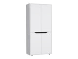 67"H Kitchen Storage Cabinet, with Four Doors and Five Interior Shelves,White/Black B097P167411
