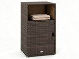 Brown Wicker Garden Storage Cabinet, Dual Open & Closed Design Outdoor Tool Cushion Storage Cabinet 81143358