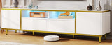 U-Can 70.9'' Modern TV Stand for TVs up to 80 Inches, Entertainment Center with 2 Shelves and LED N724P284377K