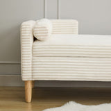 65.35"Wide Corduroy Storage Soft Bench with Armrests, Backrest and Two bolster Pillows for Living W3118P254210