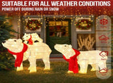 Set of 3 Lighted Polar Bear Family Christmas Decorations, Pre-lit Holiday Decor with 190 Warm White 14959507