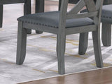 Gray Finish Dining Table 6x Chairs 7pcs Dining Set Cushion Seat Nailhead X-Cross Back Chairs Dining B011P348932