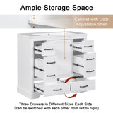 36" Bathroom Vanity without Sink, Cabinet Base Only, Six Drawers, Multi-Functional Drawer Divider, WF307973AAK