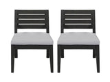 Outdoor Acacia Wood Armless Dining Chair with Cushions , Sandblasted Dark Light 60320.00SDGRY