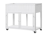 35.4''x17.7''x37.4'' Mini Wood Cold Frame, Compact 2 Doors Garden Greenhouse Wheels, Raised Bed 41915900