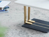 12.5x12x22" Aluminum and Marble C-Shaped Side Table, White/Gold/Black, Artistic Accent Table for W2078P169960