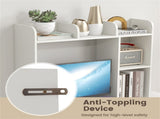 White Desktop Bookshelf for 27''/68.58cm Monitor, 93.9825.4073.66cm Engineered Wood Desk Hutch 55606998