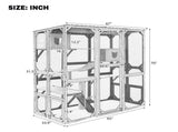 Outdoor Cat Enclosure Fir Wood Catio Outdoor Cat House Patio Cat Playpen with Sleeping Houses, N719P418377D