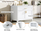 30" Bathroom Vanity with Ceramic Sink Top, Solid Wood Legs, Soft-Close Double Doors & N759P474678K