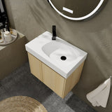 24 Inch Bathroom Vanity with Ceramic Basin, Wall Mounted Floating Vanity Sink Combo, Wooden Storage W1972P190341