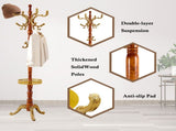 Freestanding Wooden Coat Rack, Vintage Natural Birch Wood Coat Tree with Hooks, Sturdy Hall Tree for 75178648