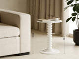 Round Side Table - Solid Wood Leg Small Drink Table for Living Room Bedroom Office,White 08655211