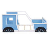 Twin Size Classic Car-Shaped Platform Bed with Wheels,Blue WF296353AAC
