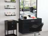 Black Salon Cabinet with Mirror, 1 Drawer & 1 Door, Made of 15mm E0 Matt Particle Board 63058594