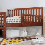 Full Size Wood Platform Bed with Guardrails on Both Sides and Two Storage Drawers, Walnut N733P172700D