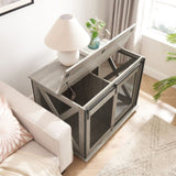 Farmhouse Dog Cage Crate Furniture Sliding Barn Door, Farmhouse Wooden Dog Kennel End Table W2275P164727