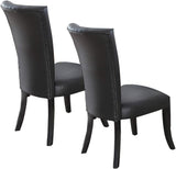 ZNTS Black Faux Leather Upholstered Lines back Set of 2pc Chairs Dining Room Wide Flair back Chair HSESF00F1591