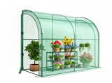 7 x 3.5 x 7 Feet Lean-To Walk-In Greenhouse with 3-Tier Shelves, Waterproof & Sun-Proof PE Wall 74278180