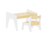 Kids Table Set with One Chair, Wooden Children Study Table, 2-8 Age Kids Funiture , WhiteNatural 21323294