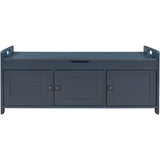 Storage Bench with 3 Shutter-shaped Doors, Shoe Bench with Removable Cushion and Hidden Storage 51949526